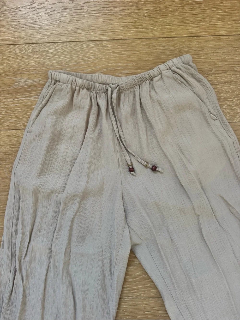 Zara Light Beige Linen Pants